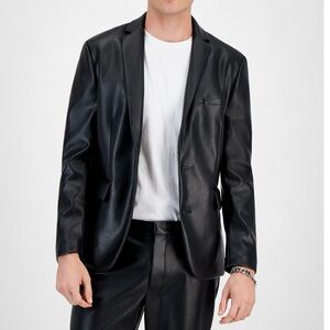 Men's Twilight Slim Fit Faux Leather Suit Jacket/Blazer - XS